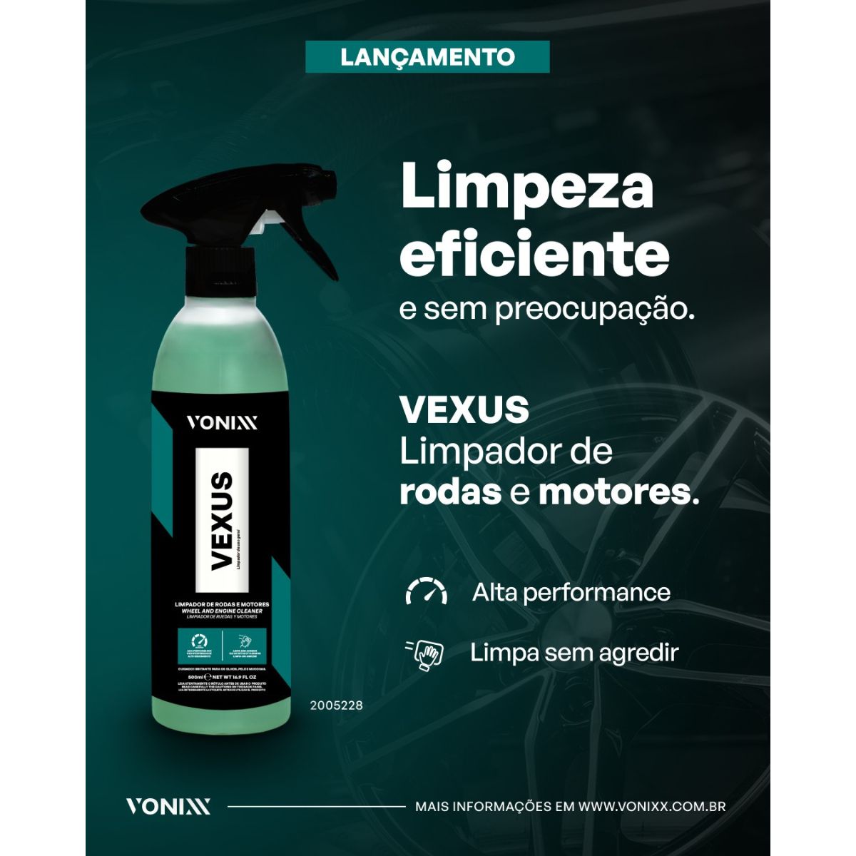 VEXUS Wheel and Engine Cleaner + Delet Tire and Rubber Cleaner 500ml Vonixx
