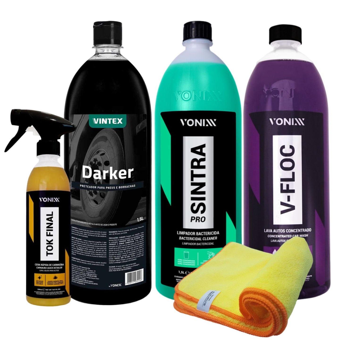 V-Floc 1,5L Vonixx + Sintra Pro + DARKER 1,5L + Tok Final  Vonixx + 3 Flanelas Autoamerica