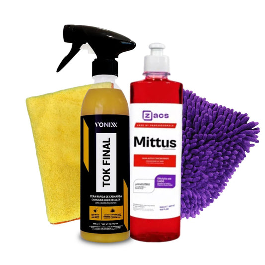 Lava Autos Mittus 500ml Zacs e Cera Tok Final Vonixx - Flanela e Luva