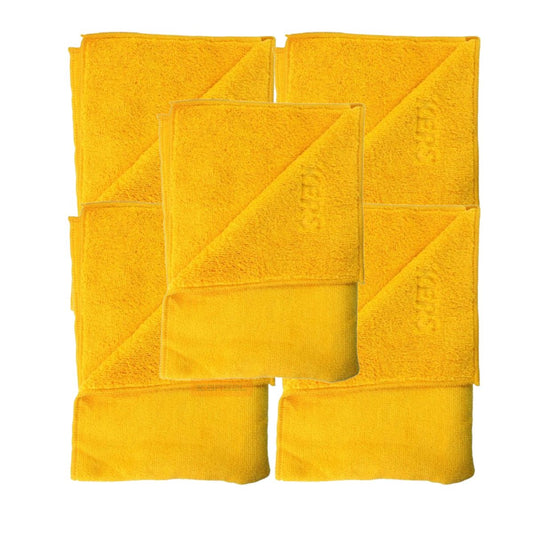 12 Yellow Dual Loop Microfiber Towels 360GSM 40x60cm Kers