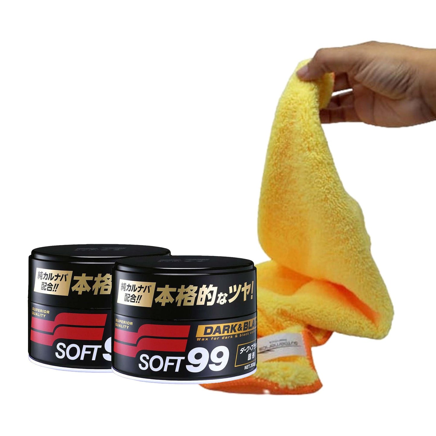 2 Dark &amp; Black Waxes 300g Soft99 + Flannel 60X40