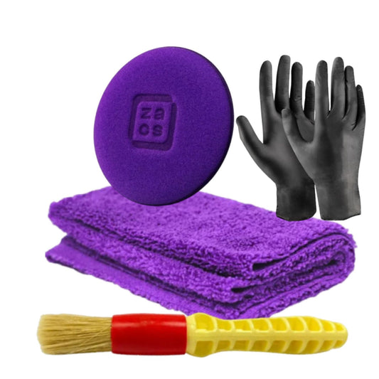 2 Flannels 28x28 and 2 Zacs Foam Applicators and Pair of Nitrile Gloves