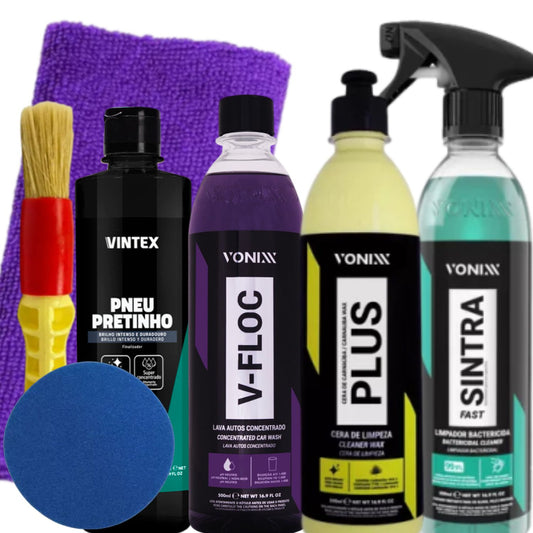 Kit Shampoo V-Floc Cera Carnaúba Plus Limpador Sintra Fast Vonixx Pretinho Vintex
