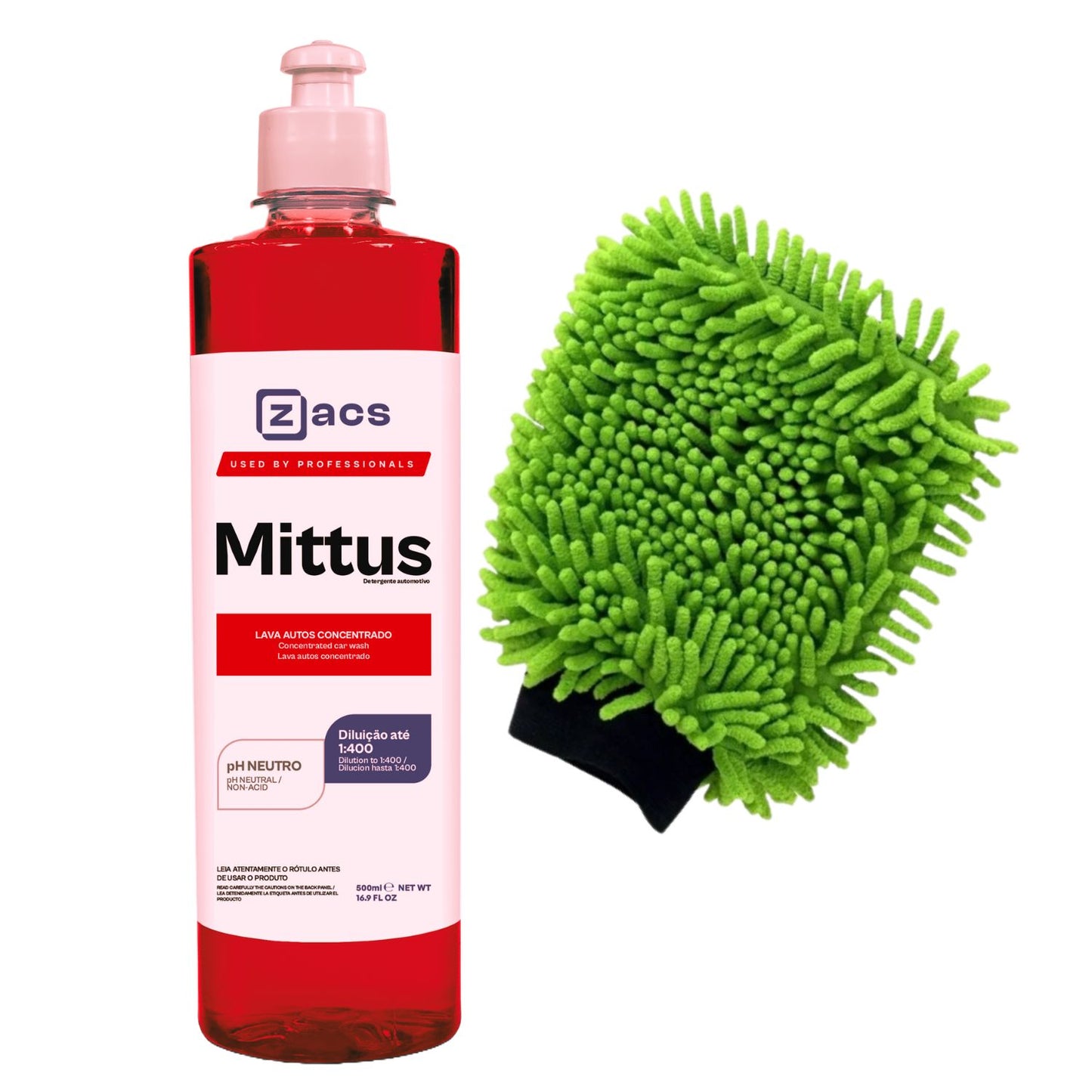 Mittus Concentrated Car Wash Kit 500ml Zacs + Autoamerica Microfiber Glove