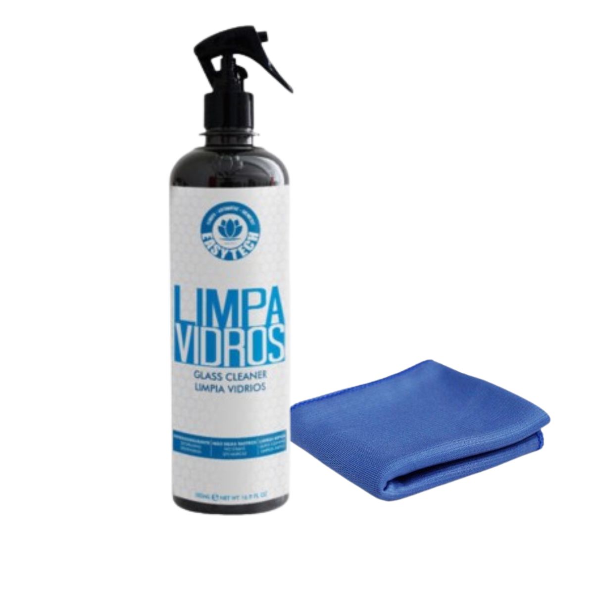 Esytech Glass Cleaner 500ml + Detailer Blue Glass Cloth 38x38cm
