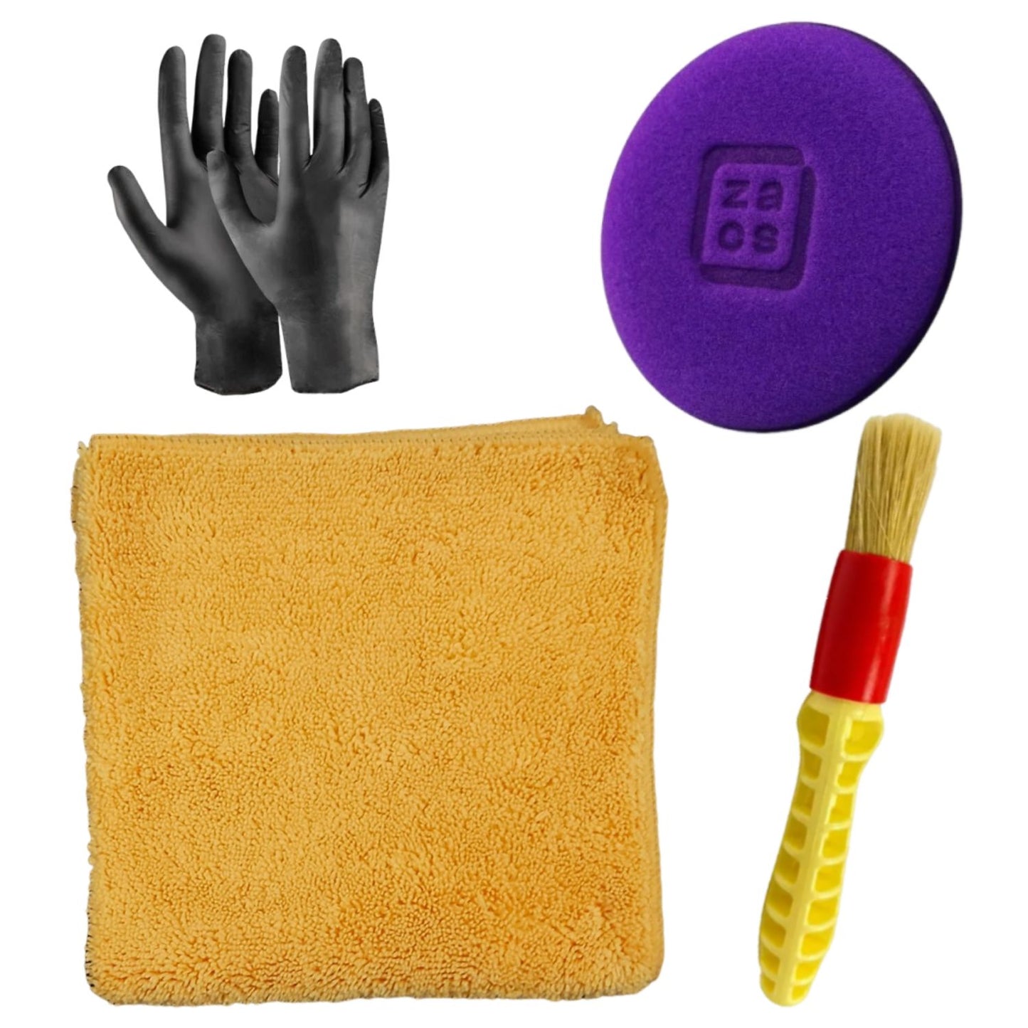 1 Flanela 40x40 Kers e 1 Aplicador de Espuma Zacs e Par Luva Nitrilica