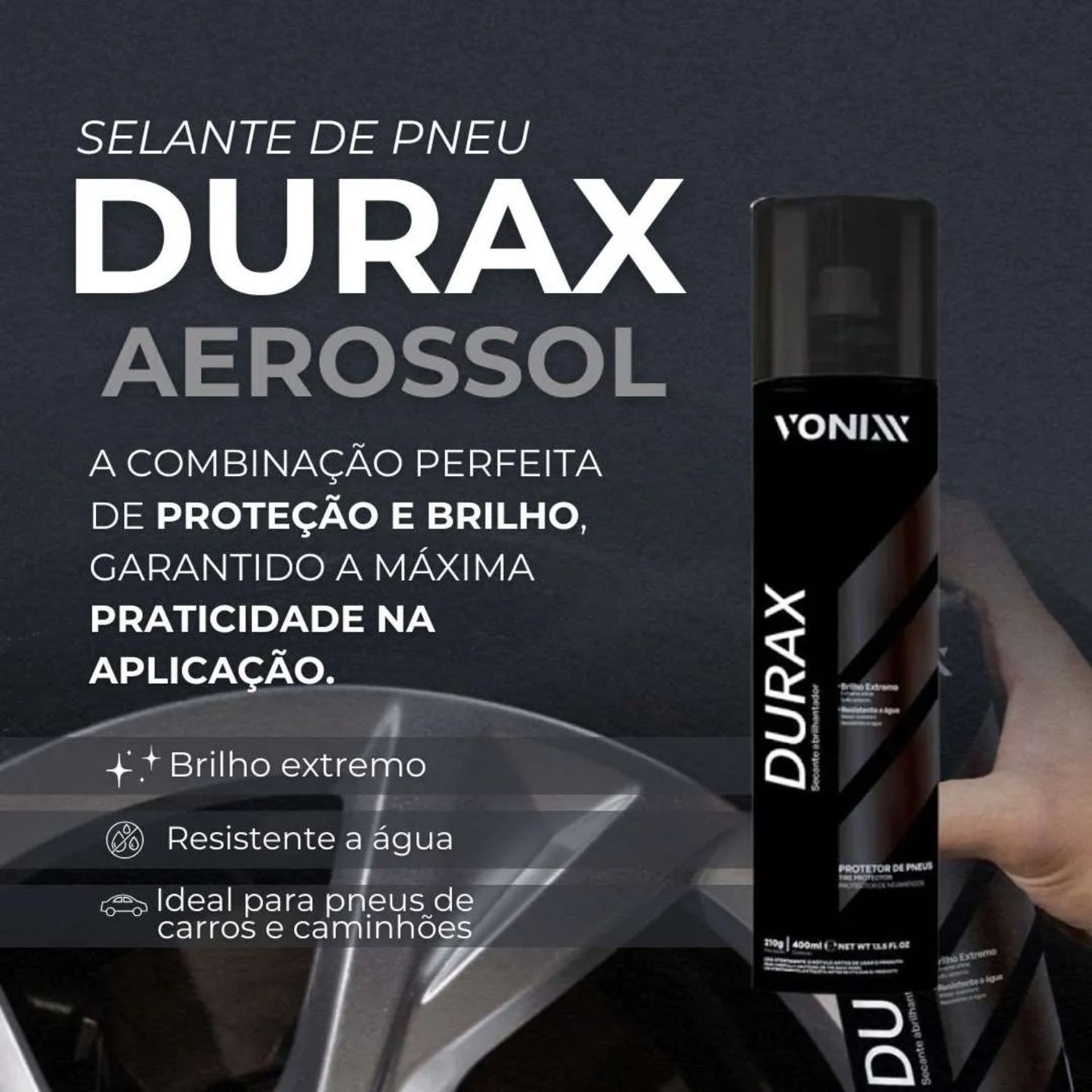 Durax Aerossol Protetor De Pneus Selante Abrilhantador 400ml Vonixx