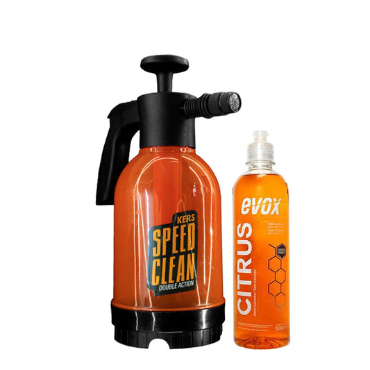 Pulverizador Speed Clean Double Action 2L Kers com Shampoo Citrus 500 ml Evox