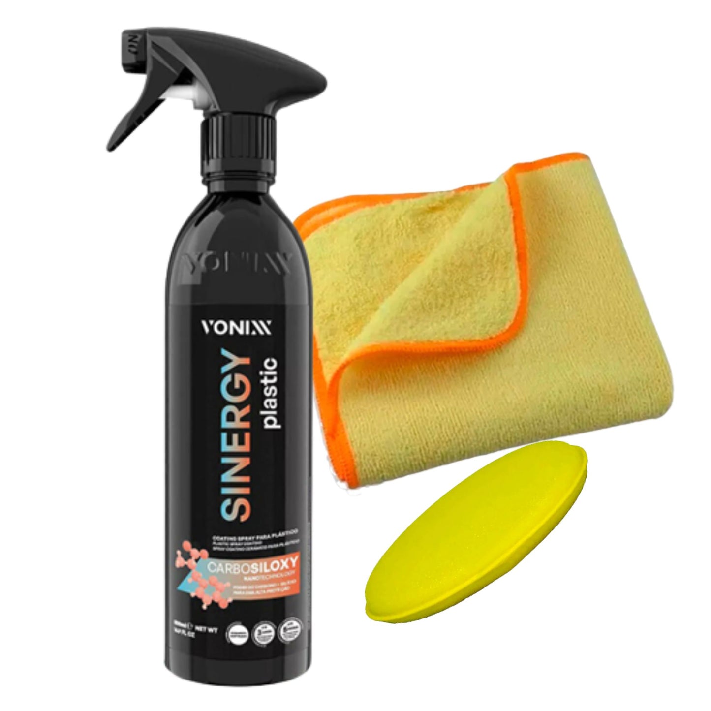Sinergy Plastic - Coating Spray Para Plástico + Flanela Cadillac + Aplicador