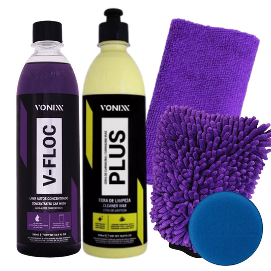 VFloc 500ml - Cera Plus 500ml - Luva - Aplicador zacs - Flanela