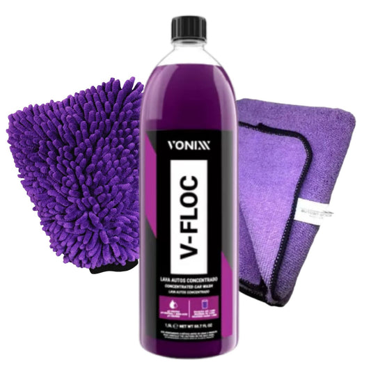 Vonixx V-floc Shampoo 1.5l + Autoamerica Purple Flannel + Microfiber Glove