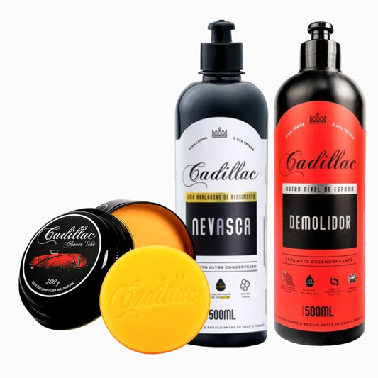 Nevasca Shampoo 500ml + Demolidor 500ml Cleaner Wax 300g Cadillac