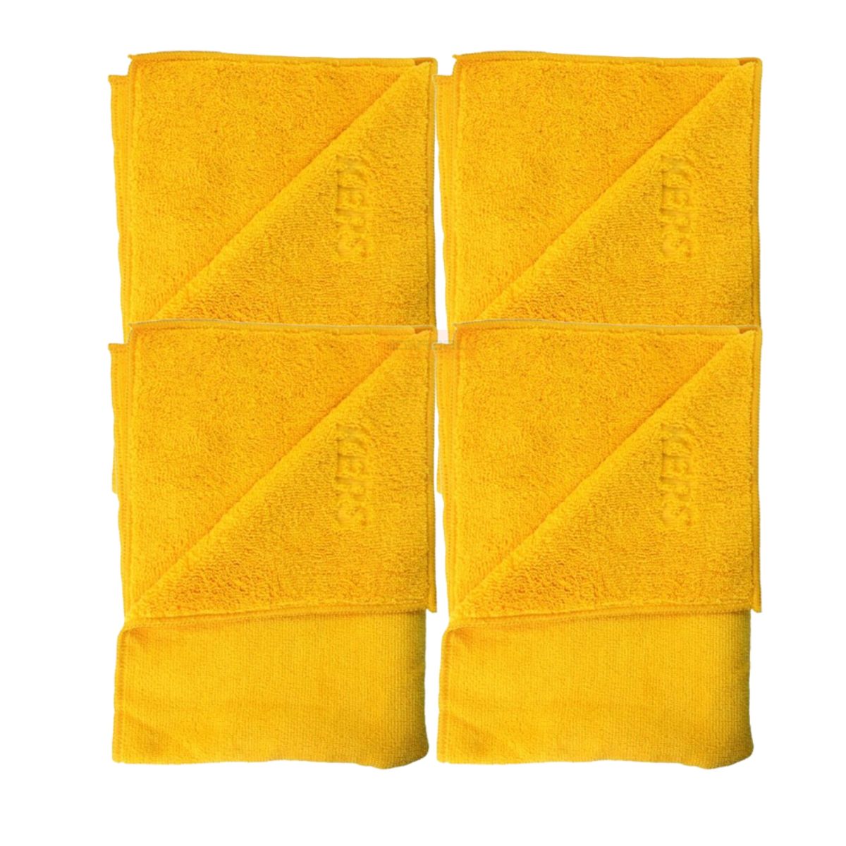 12 Yellow Dual Loop Microfiber Towels 360GSM 40x60cm Kers