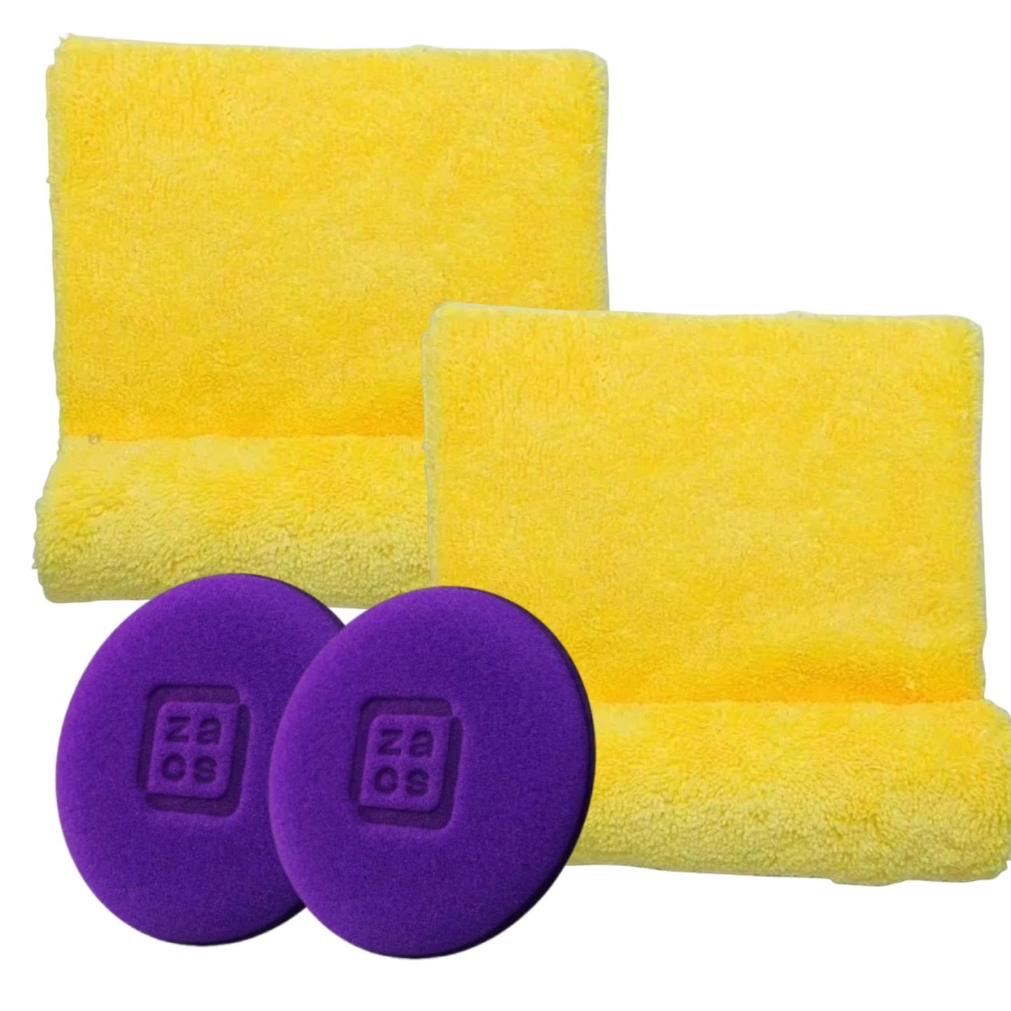 2 Yellow Flannel 40x60cm Laser Cut Autoamerica - 2 Foam Applicator 9.5cm x 2cm Zacs