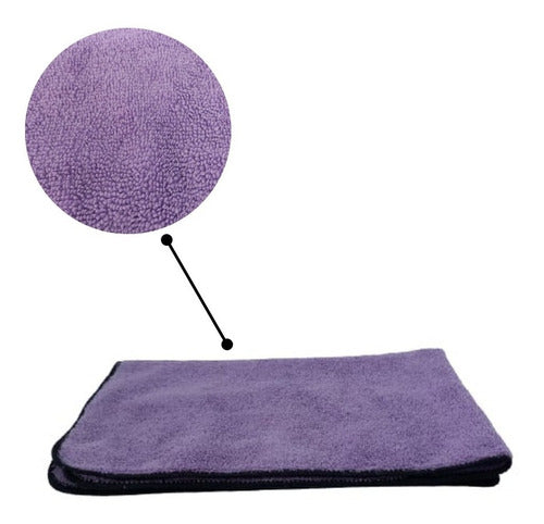 12 Microfiber Cloths 40x60 Low With Purple Stitching Autoamerica