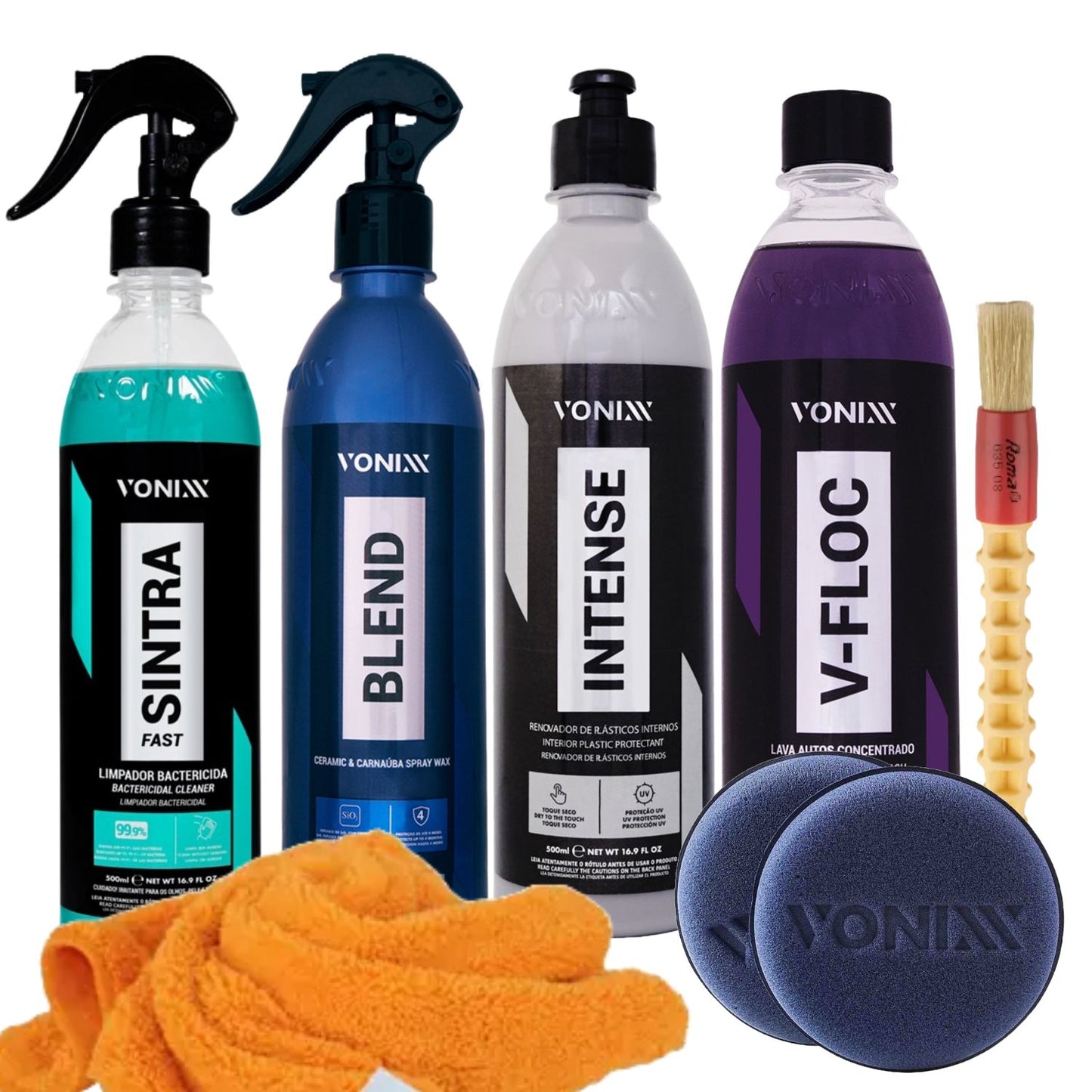 Car Wash Kit Motorcycle V-Floc Blend Spray Sintra Fast Intense Cloth Applicator Brush