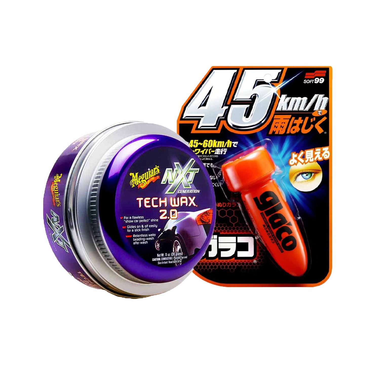 Kit Cera NXT Pasta Meguiars + Repelente de Água Glaco Soft99