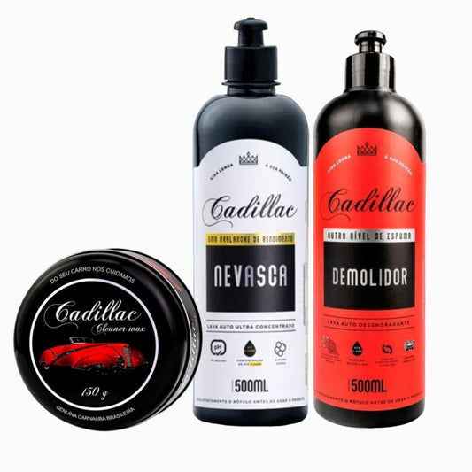 Nevasca Shampoo 500ml + Demolidor 500ml and Cleaner Wax 150g Cadillac