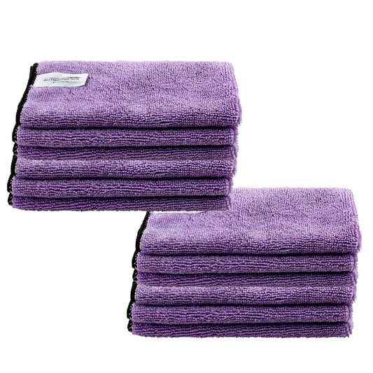 12 Microfiber Cloths 40x60 Low With Purple Stitching Autoamerica