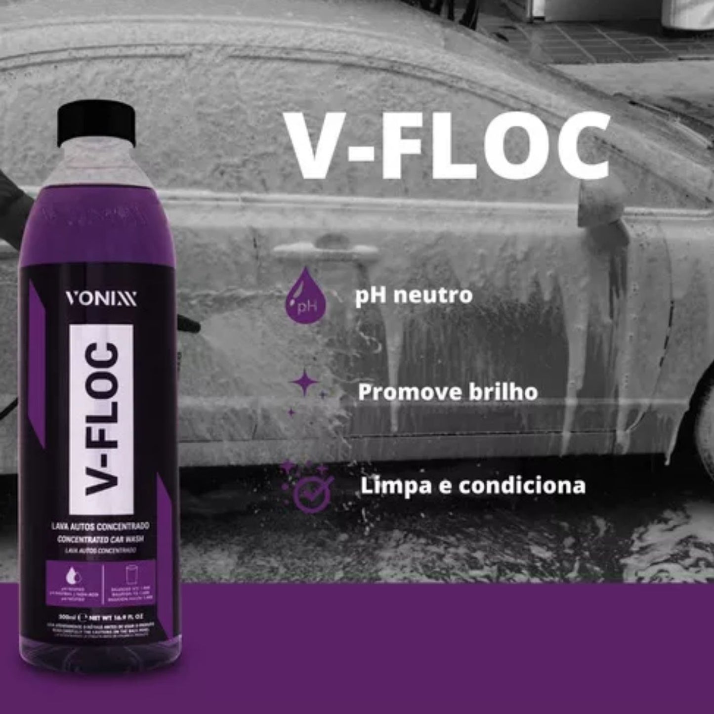 V-floc 500ml + Hydrox Fast + Flanela Low Autoamerica + Luva e Flanela de secagem Detailer