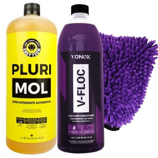 V-Floc Automotive Shampoo 1.5L - Pluri Mol 1.5l Easytech and Zacs Microfiber Glove