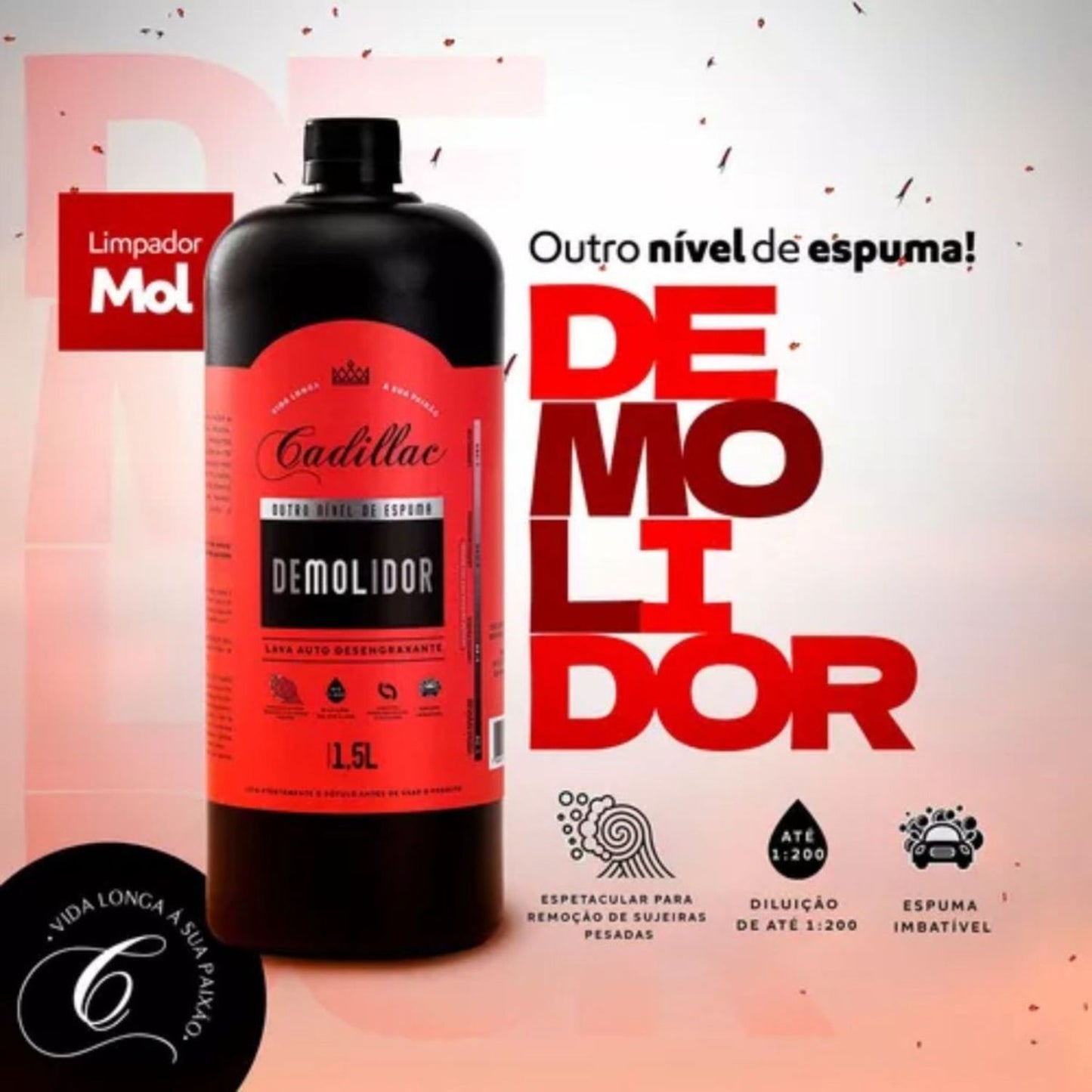 Demolidor Automotive Shampoo Degreaser Pre-Wash Heavy Dirt 1.5L Cadillac