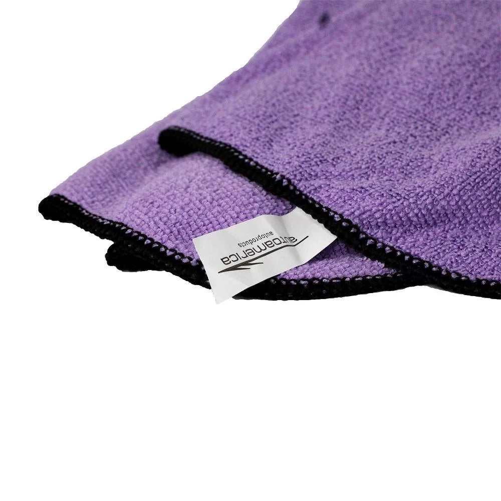 12 Microfiber Cloths 40x60 Low With Purple Stitching Autoamerica