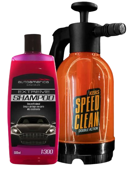 Pulverizador Manual Speed Clean Double Action 2L Kers e Shampoo Extreme 500ml Autoamerica