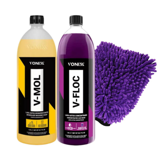 Shampoo Carro Lavagem V-floc E V-mol Vonixx - Luva Microfibra