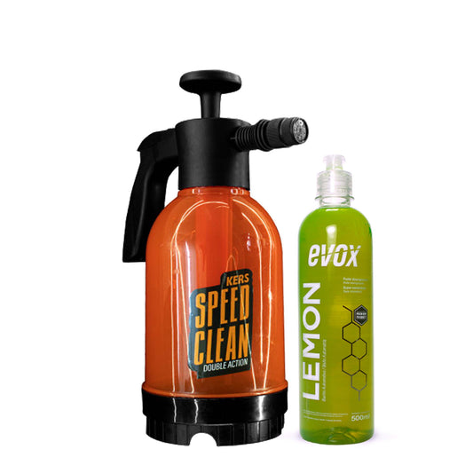 Pulverizador Speed Clean Double Action 2L Kers com Shampoo Lemon 500 ml Evox