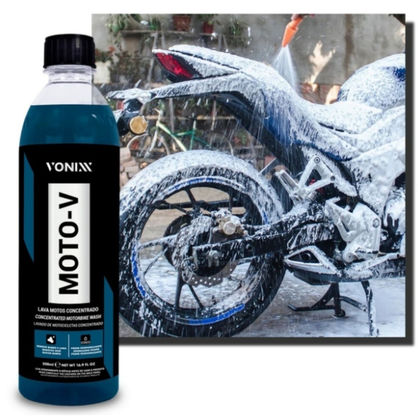 Moto-V Vonixx Shampoo 1.5l + Purple Autoamerica Flannel + Microfiber Glove