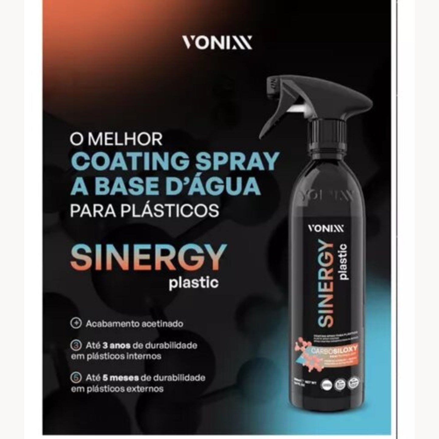 Sinergy Plastic - Coating Spray Para Plástico + Flanela Cadillac + Aplicador