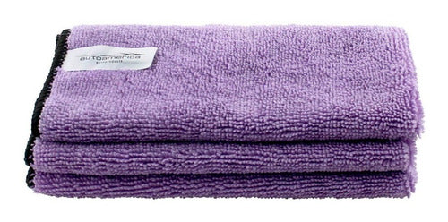 12 Microfiber Cloths 40x60 Low With Purple Stitching Autoamerica