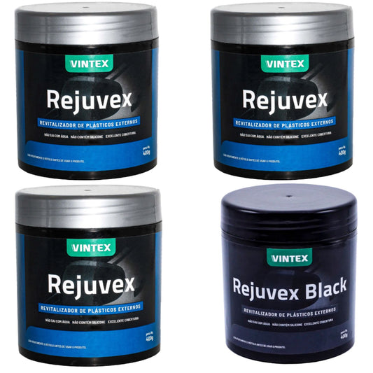 3 Rejuvex 400g Vonixx + 1 Revitalizador De Plasticos Rejuvex Black 400g Vonixx