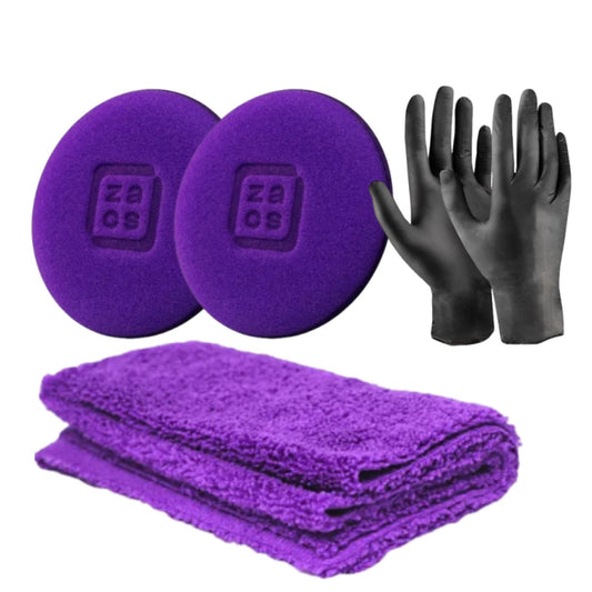 2 Flannels 28x28 and 2 Zacs Foam Applicators and Pair of Nitrile Gloves