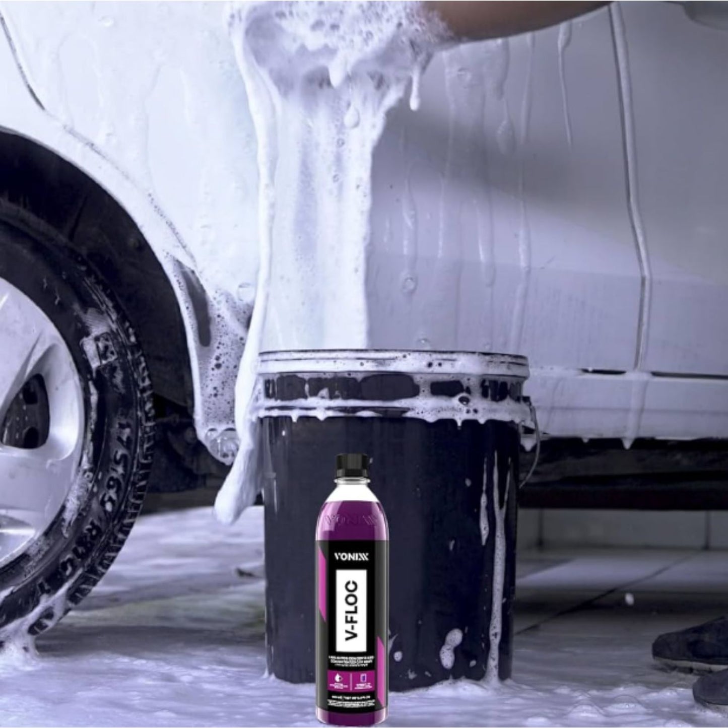 Shampoo V-floc Vonixx 1,5l + Flanela Purple Autoamerica + Luva Microfibra