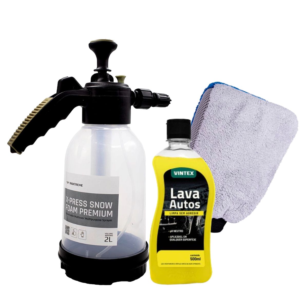 X-Press Snow Foam 2 Liters Waxtreme + Car Wash 500ml Vintex + 2 in 1 Glove Vonixx