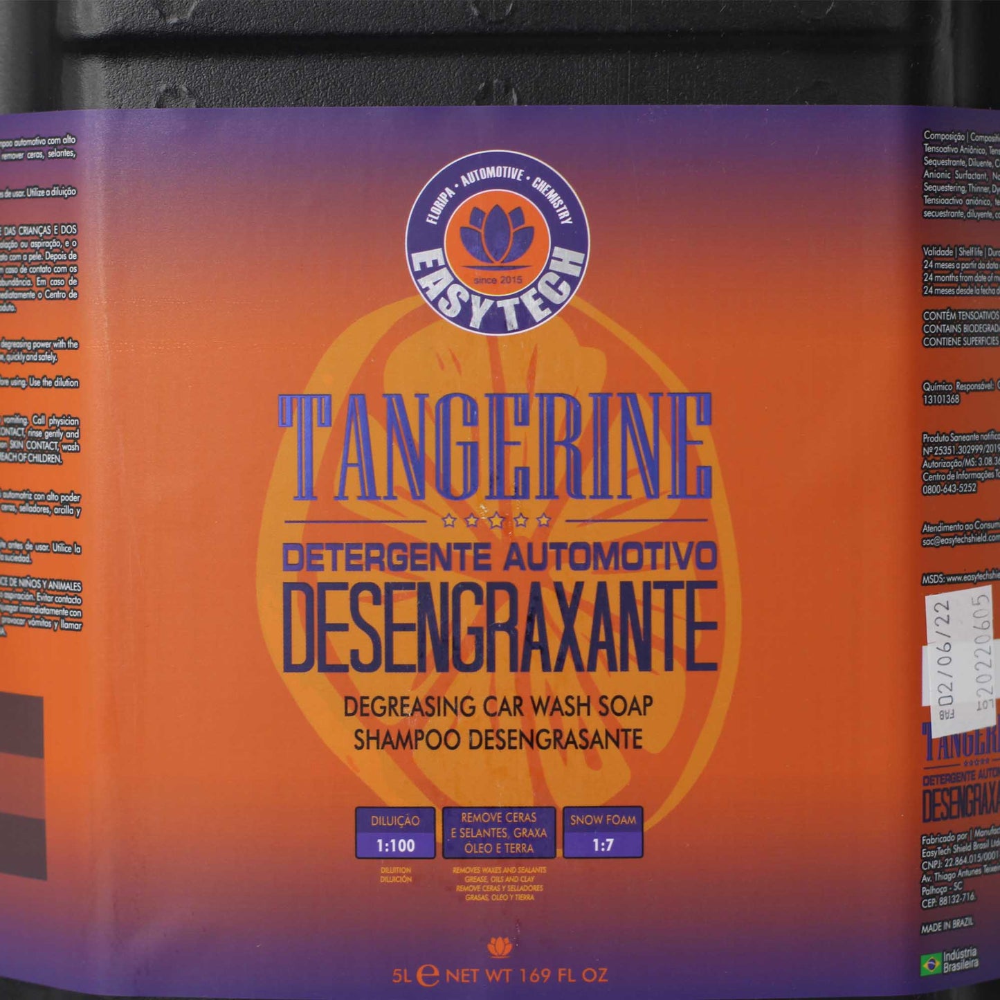 Shampoo Desengraxante 1-100 Tangerine 5 Litros EasyTech